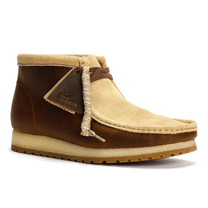 Clarks Originals Wallabee RB Combi Bottes En Cuir Marron Pour Homme