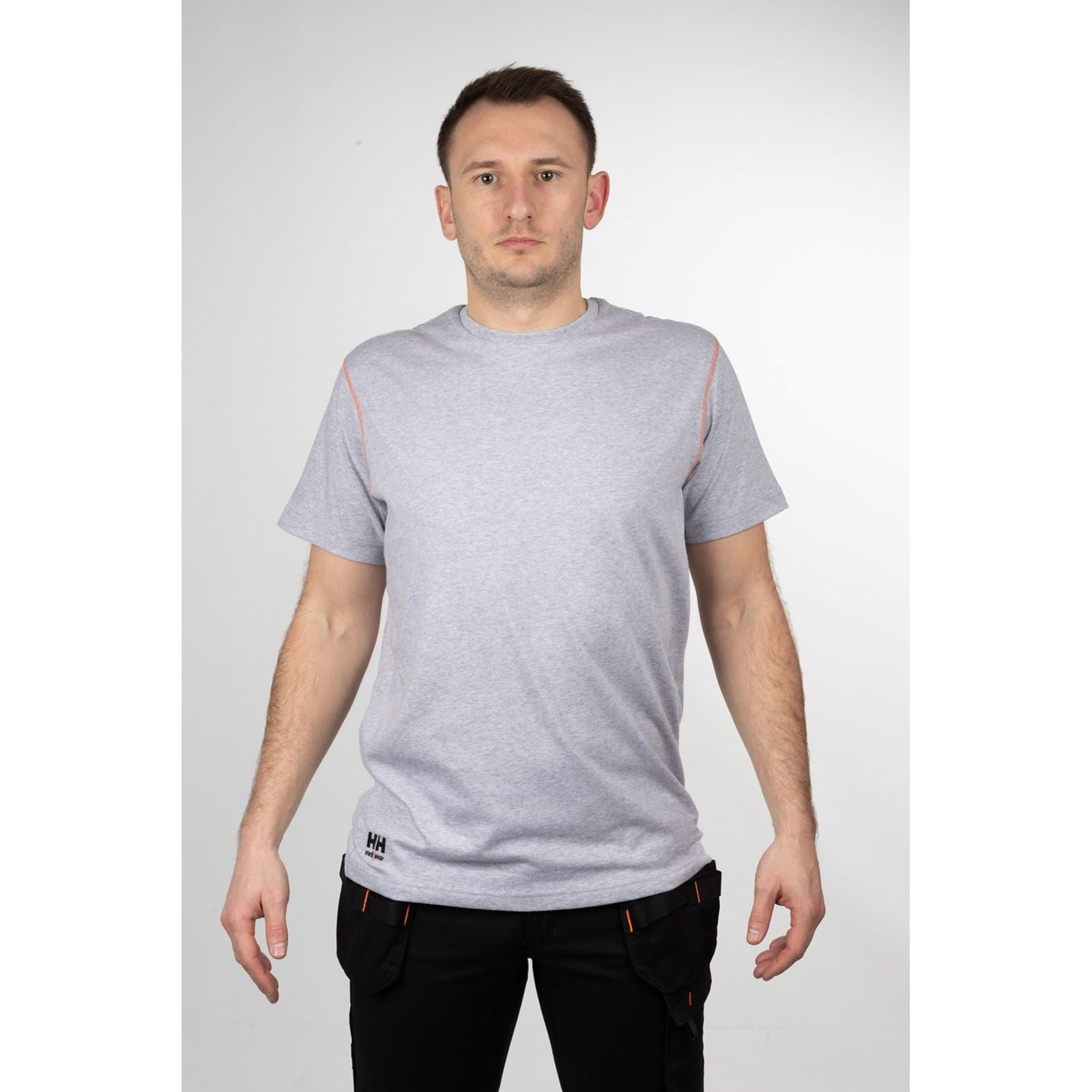 Helly Hansen Workwear Oxford T-Shirts À Manches Courtes Grises Pour Hommes En Coton