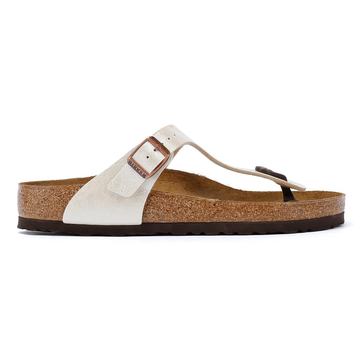 Birkenstock Gizeh Birko Flor Sandales Blanches Gracieuses Pour Femmes