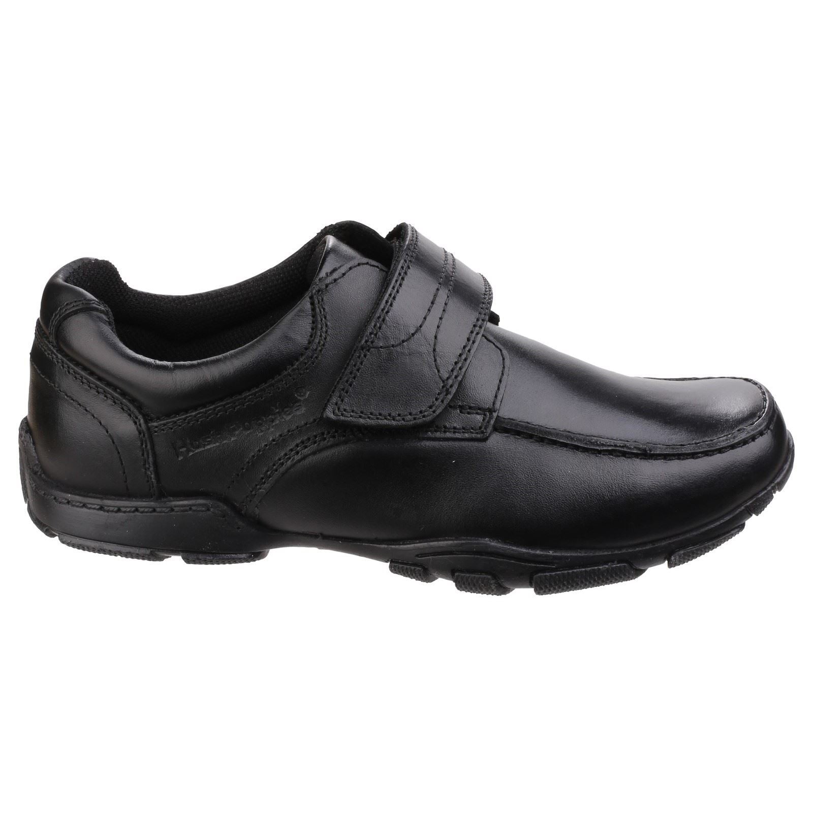 Hush Puppies Freddy 2 Junior Chaussures Noires Pour Garçons En Cuir.
