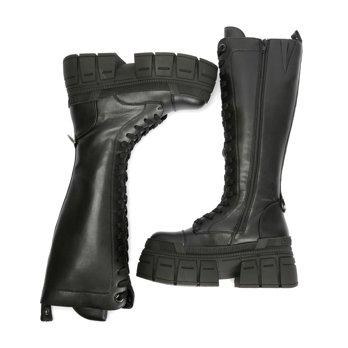 Buffalo Gospher Lace Up High Bottes Noires Pour Femmes