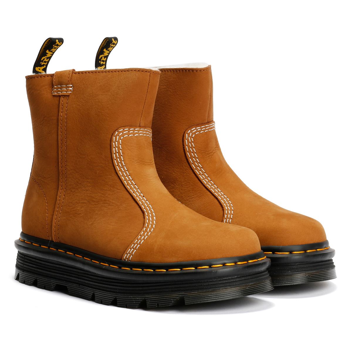 Dr. Martens Zebzag Rigger Bottes Brunes En Nubuck Pour Femmes