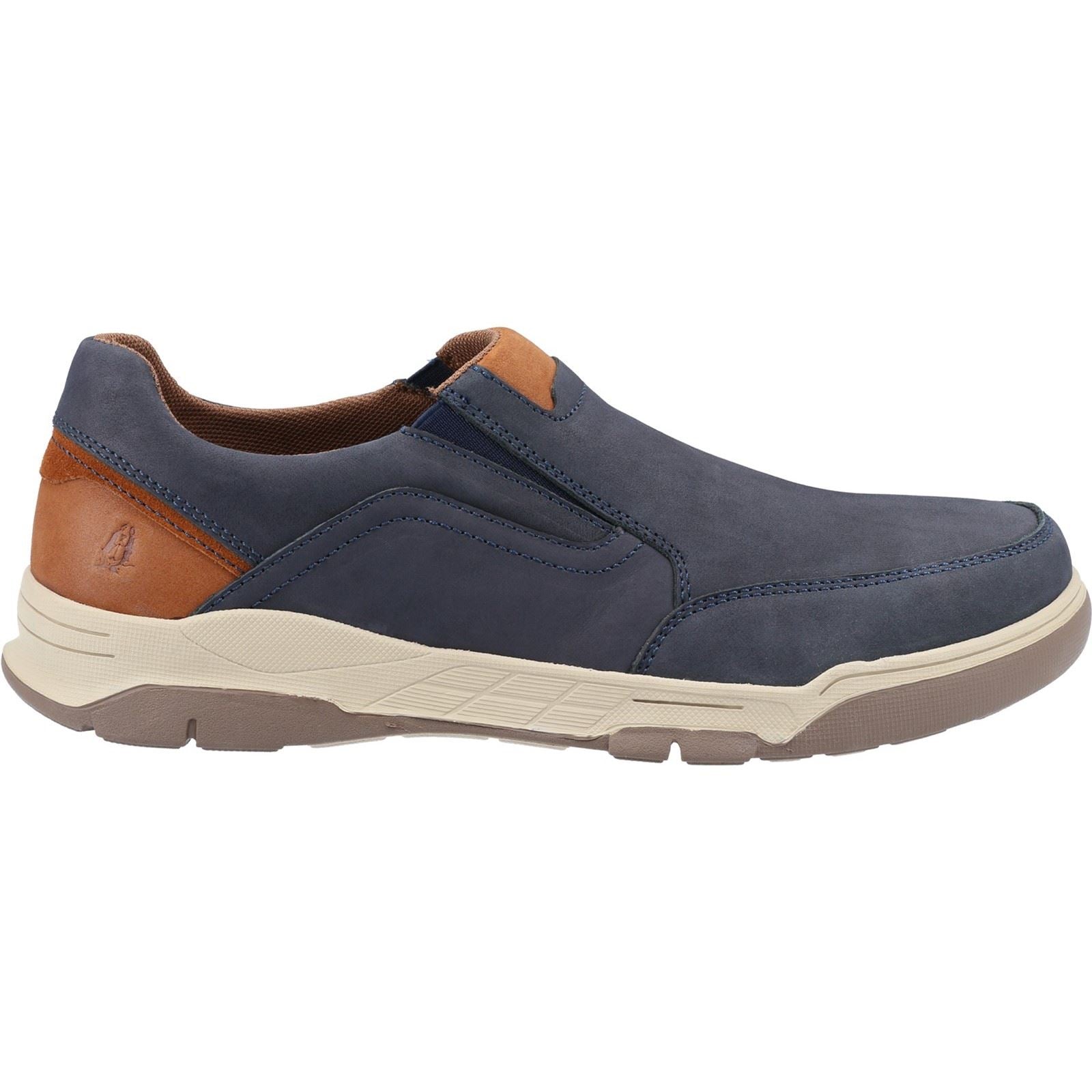 Hush Puppies Fletcher Mocassins En Cuir Pour Hommes Bleu Marine/Beige