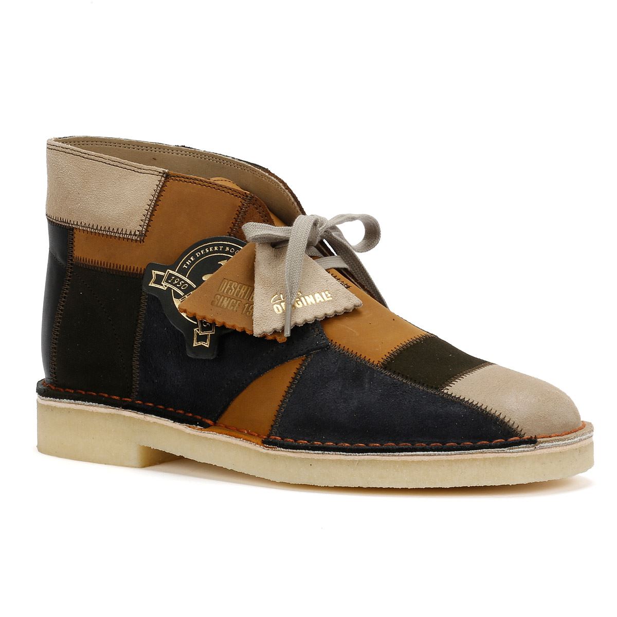 Clarks Originals Desert Patch Bottes Homme En Daim Marron