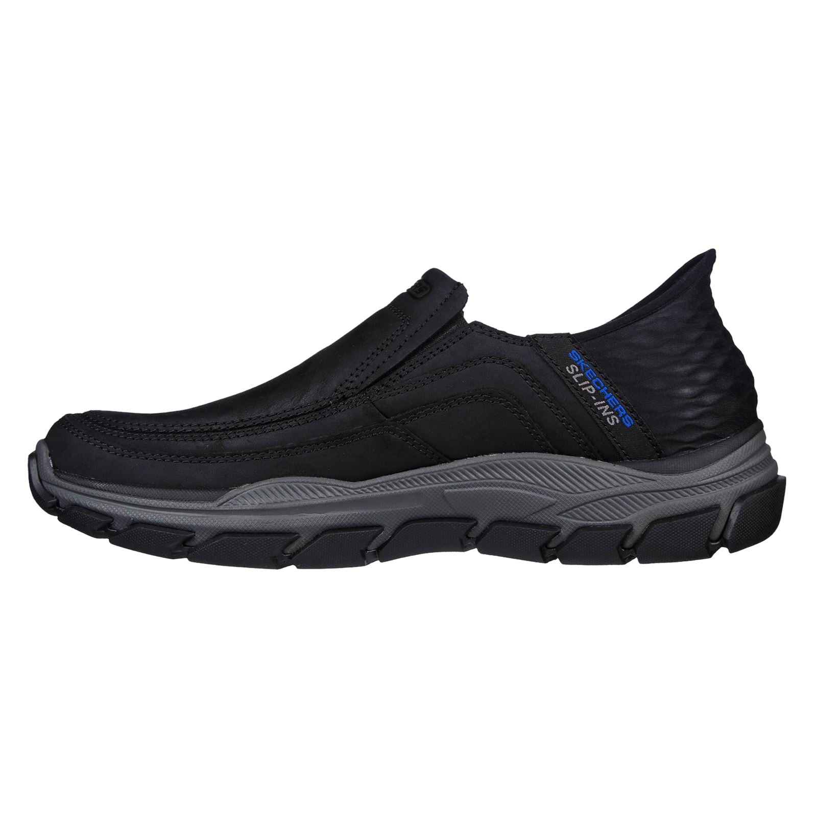 Skechers Respected Elgin Chaussures Mocassins Noires En Cuir Pour Hommes