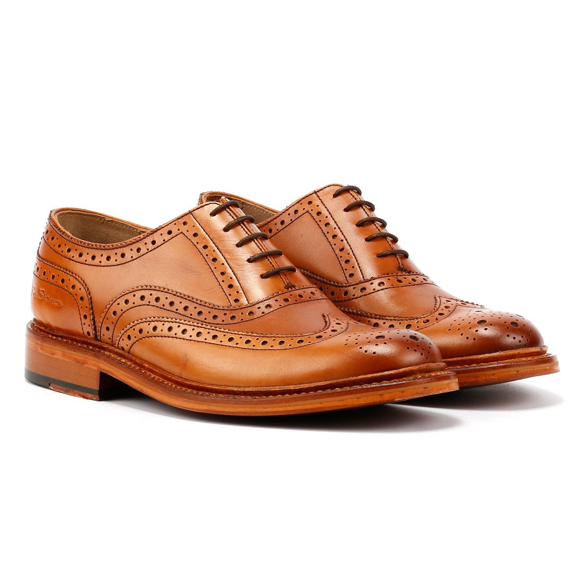 Ben Sherman Sugarman Brogue Chaussures En Cuir Marron À Lacets Pour Homme