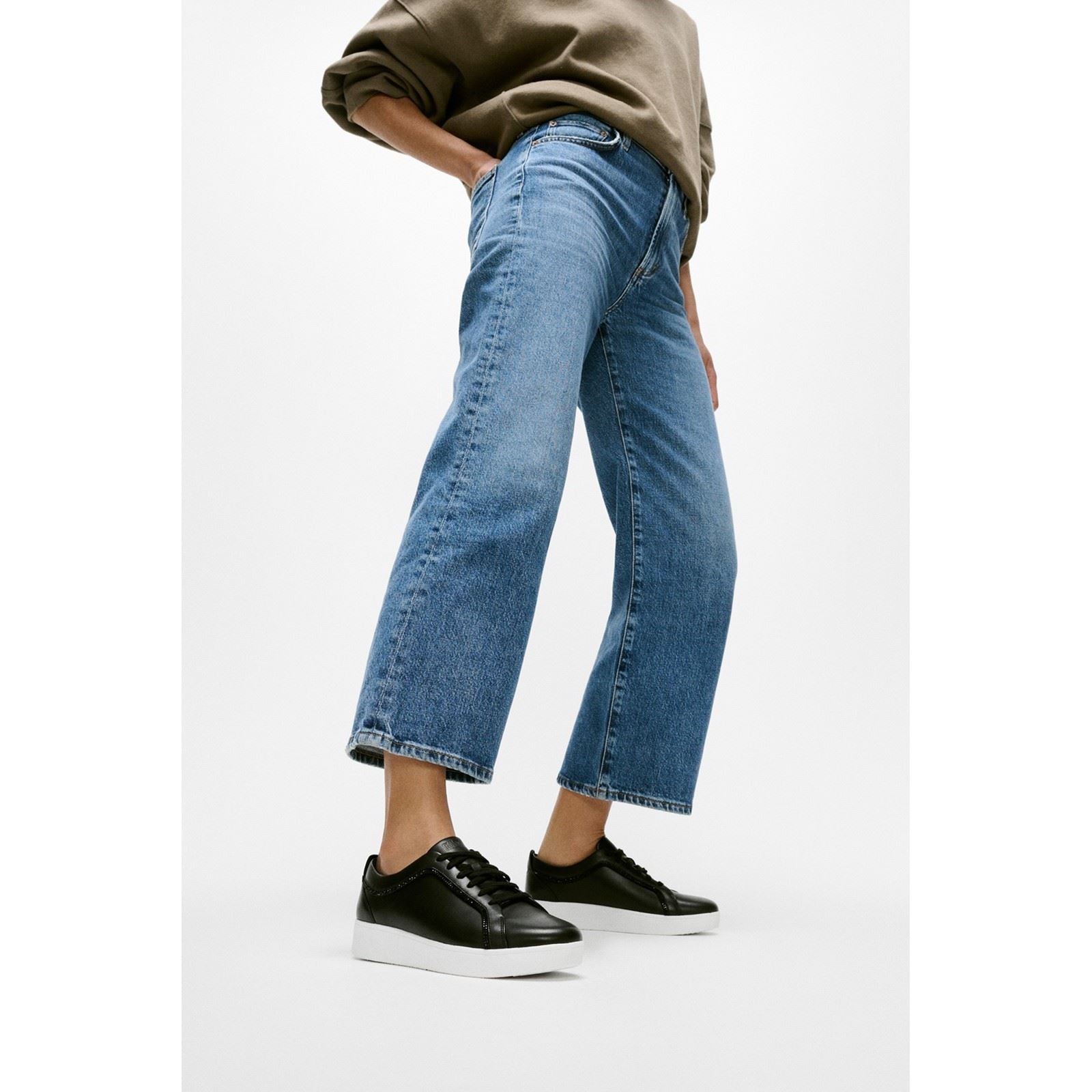 Fitflop Rally Baskets Noires En Cuir Pour Femmes