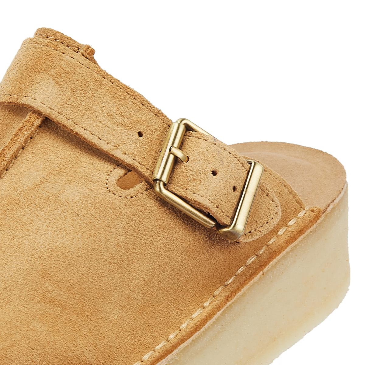 Clarks Originals Wedge Mule Mules En Daim Beige Moyen Pour Femmes