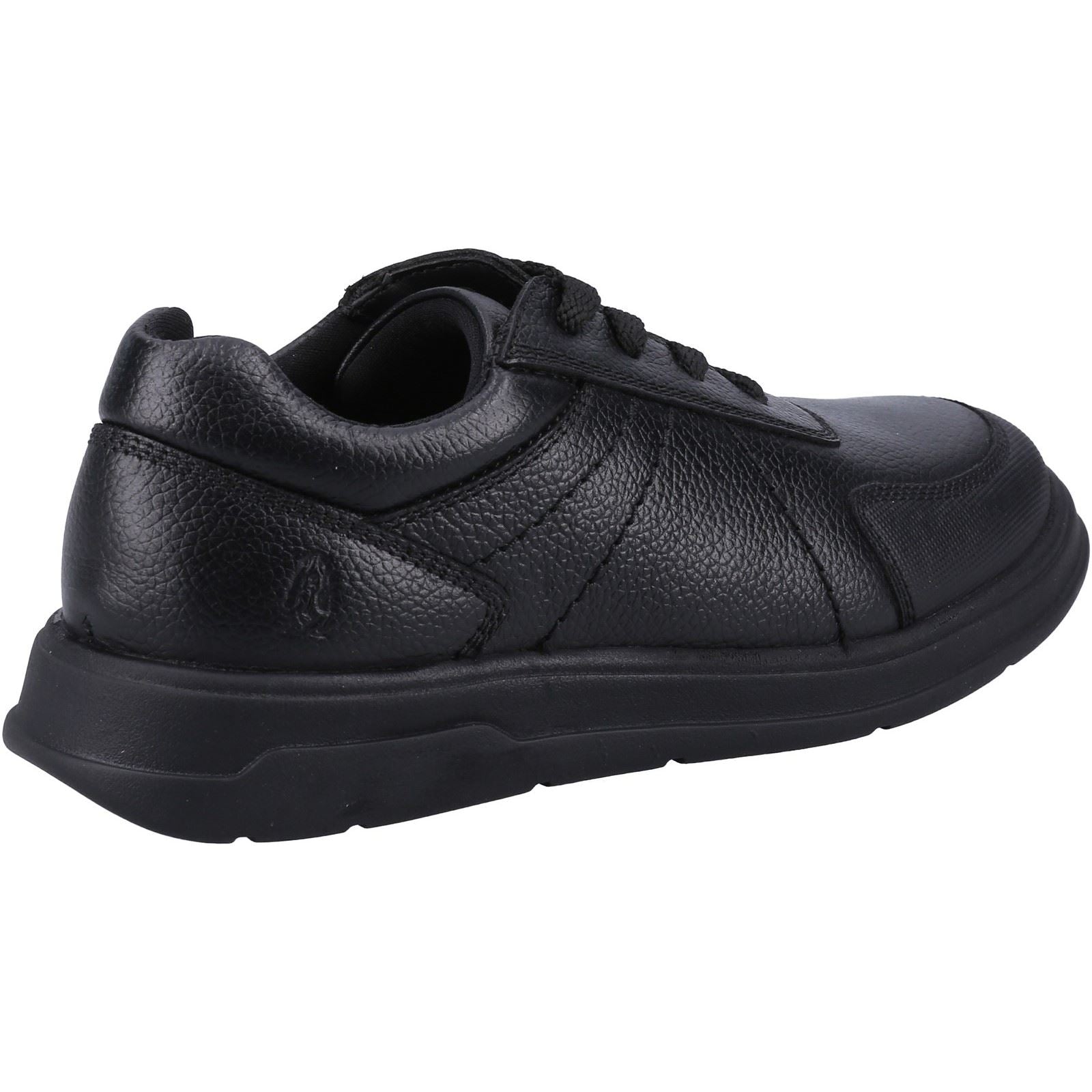 Hush Puppies Robert SNR Chaussures Noires Pour Garçons En Cuir À Lacets