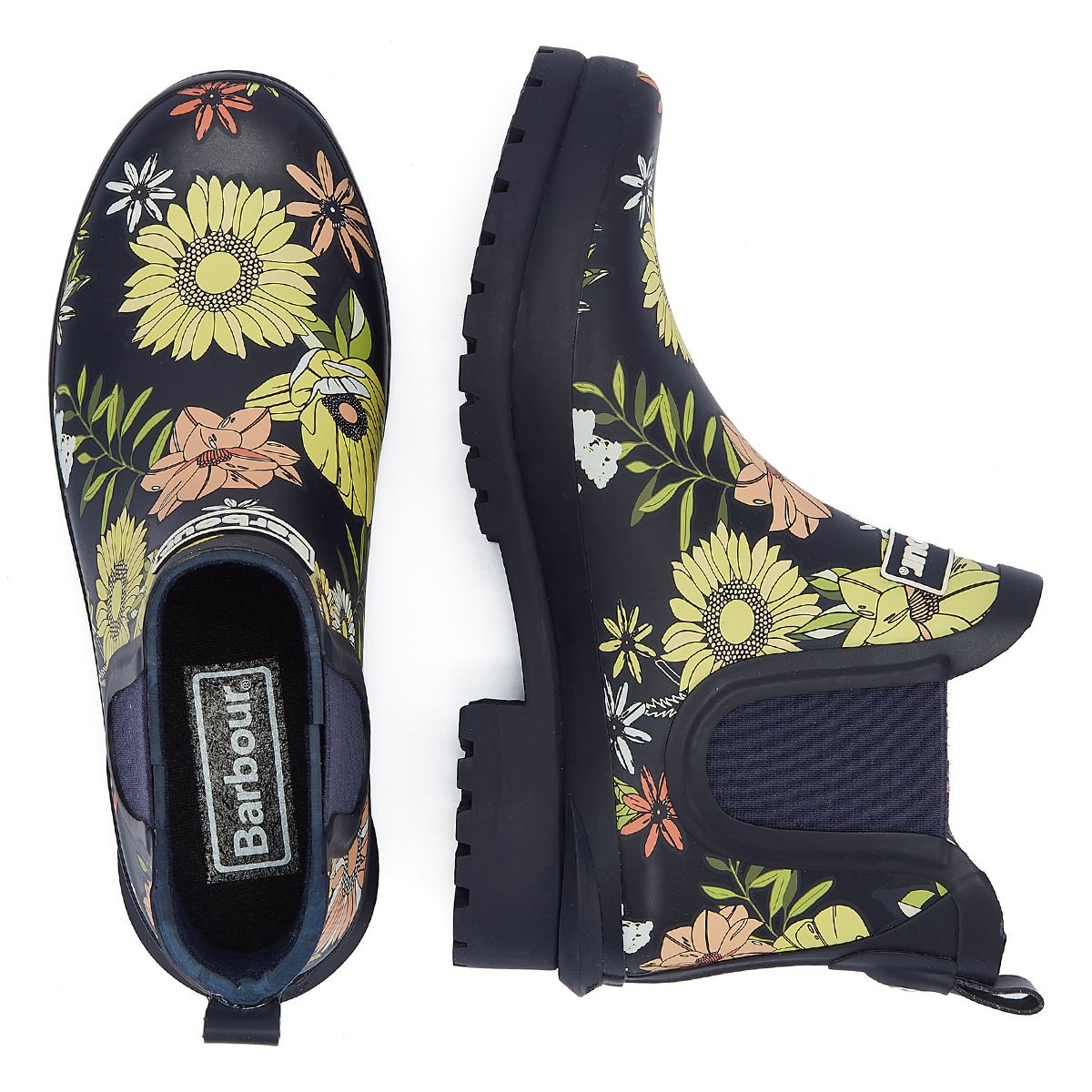 Barbour Wilton Bottes En Caoutchouc Marine Pour Femmes
