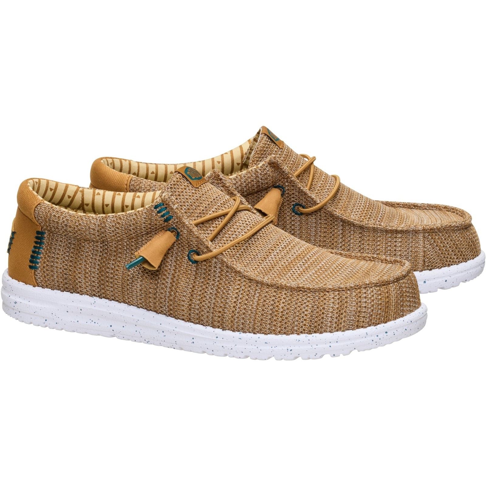 HEYDUDE Wally Stretch Sox Mocassins En Polyester Pour Hommes Marron Os/Multi