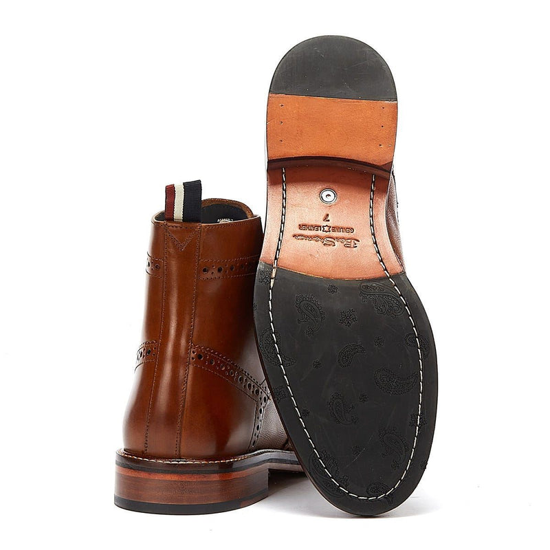Ben Sherman Alfred Brogue Bottes En Cuir Marron Pour Hommes