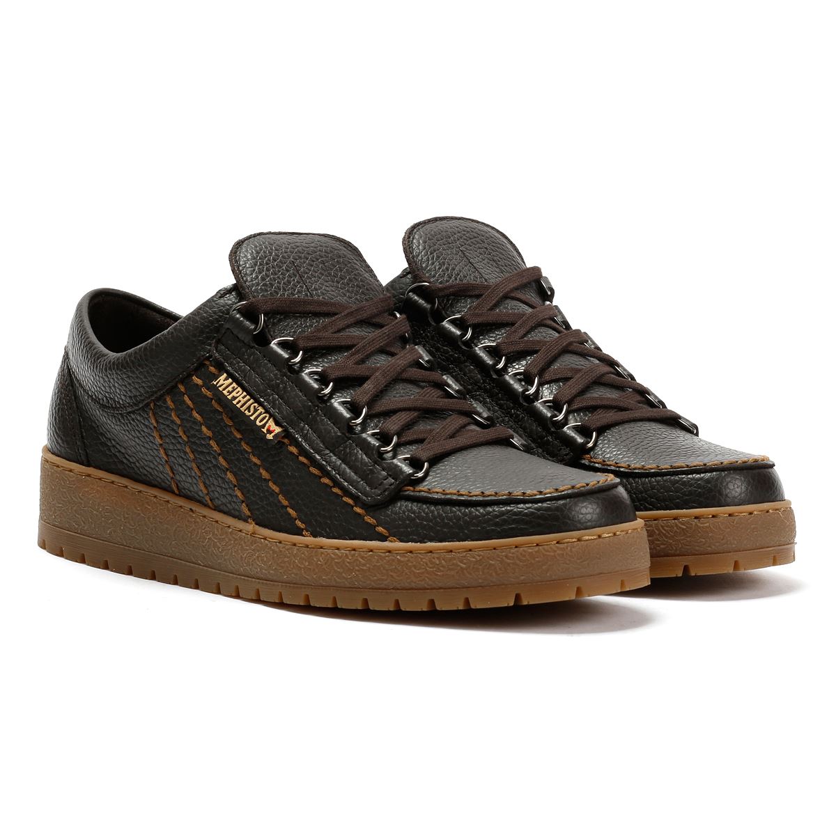 Mephisto Rainbow Oregon 1351 Chaussures En Cuir Pour Hommes Brunes À Lacets
