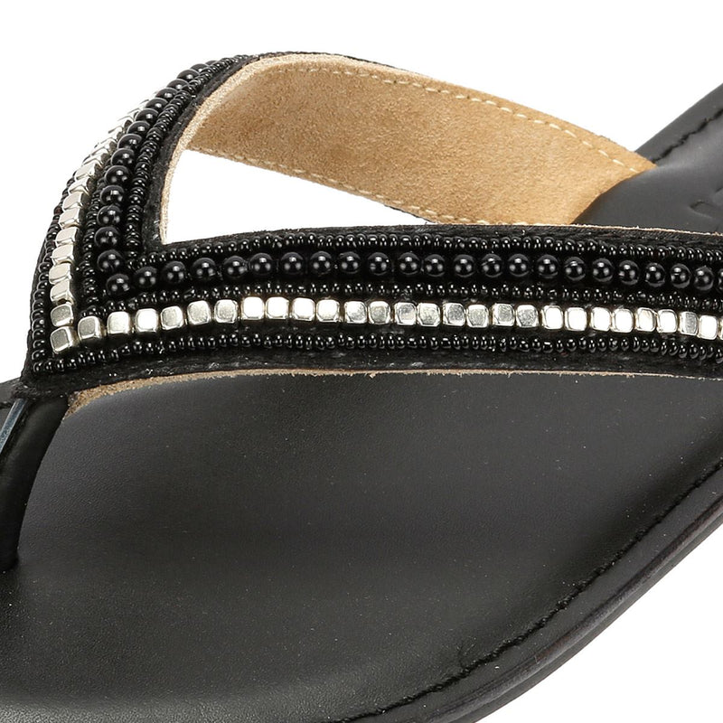 Tower London Metallic Bead Thong Sandales Noires Pour Femmes
