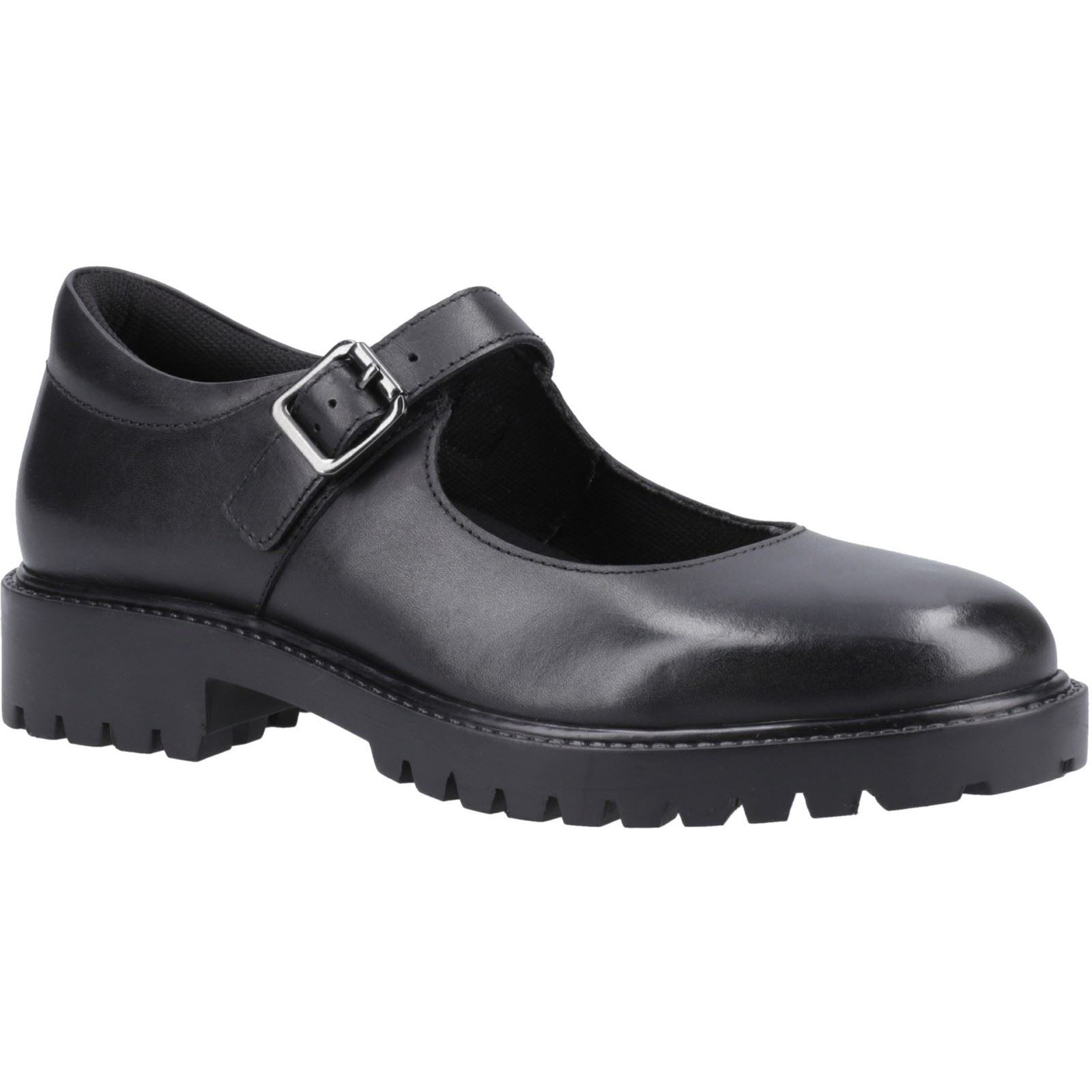 Hush Puppies Aurora Senior Chaussures Noires Pour Filles En Cuir