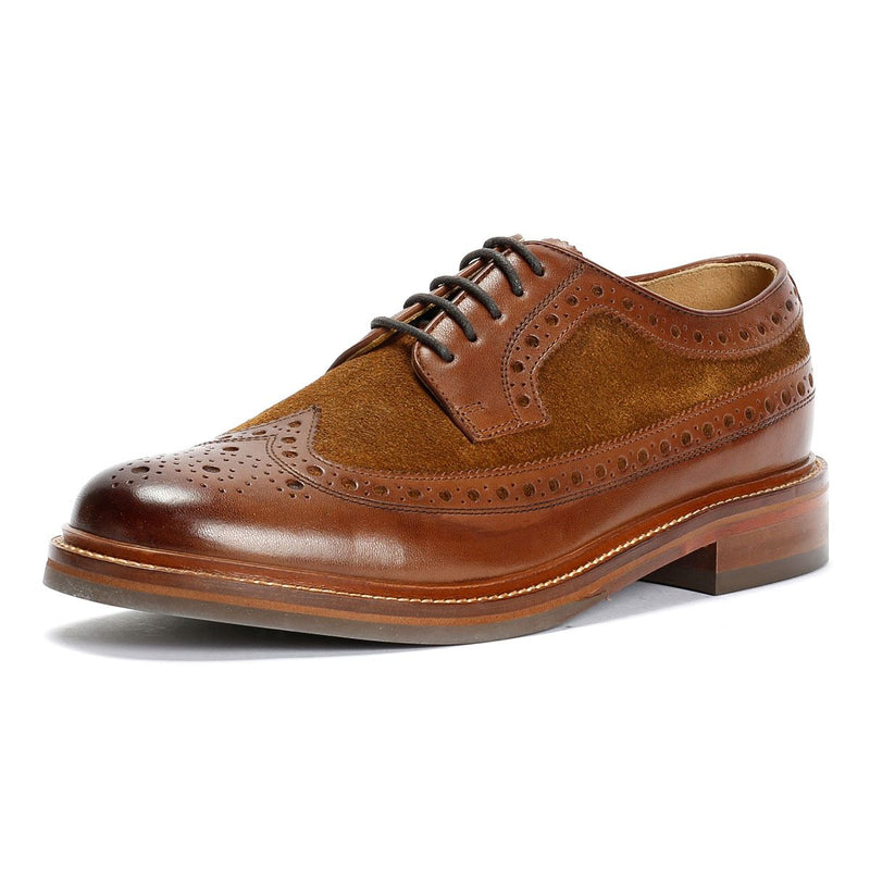 Chapman & Moore Longwing Brogue Chaussures En Cuir Pour Hommes Brunes À Lacets