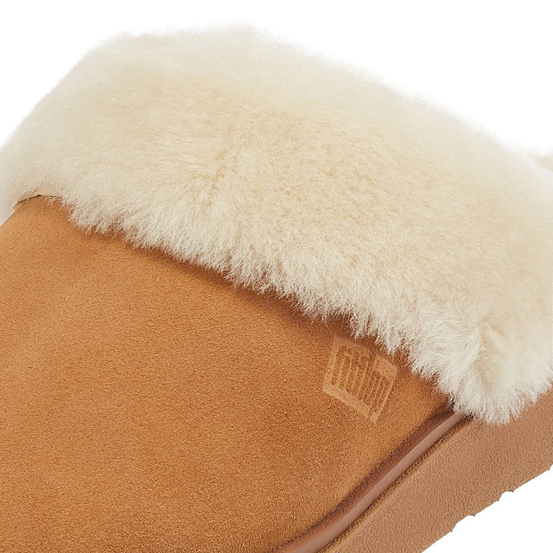 FitFlop Chaussons Pour Femmes Couleur Beige Avec Col En Peau Retournée.