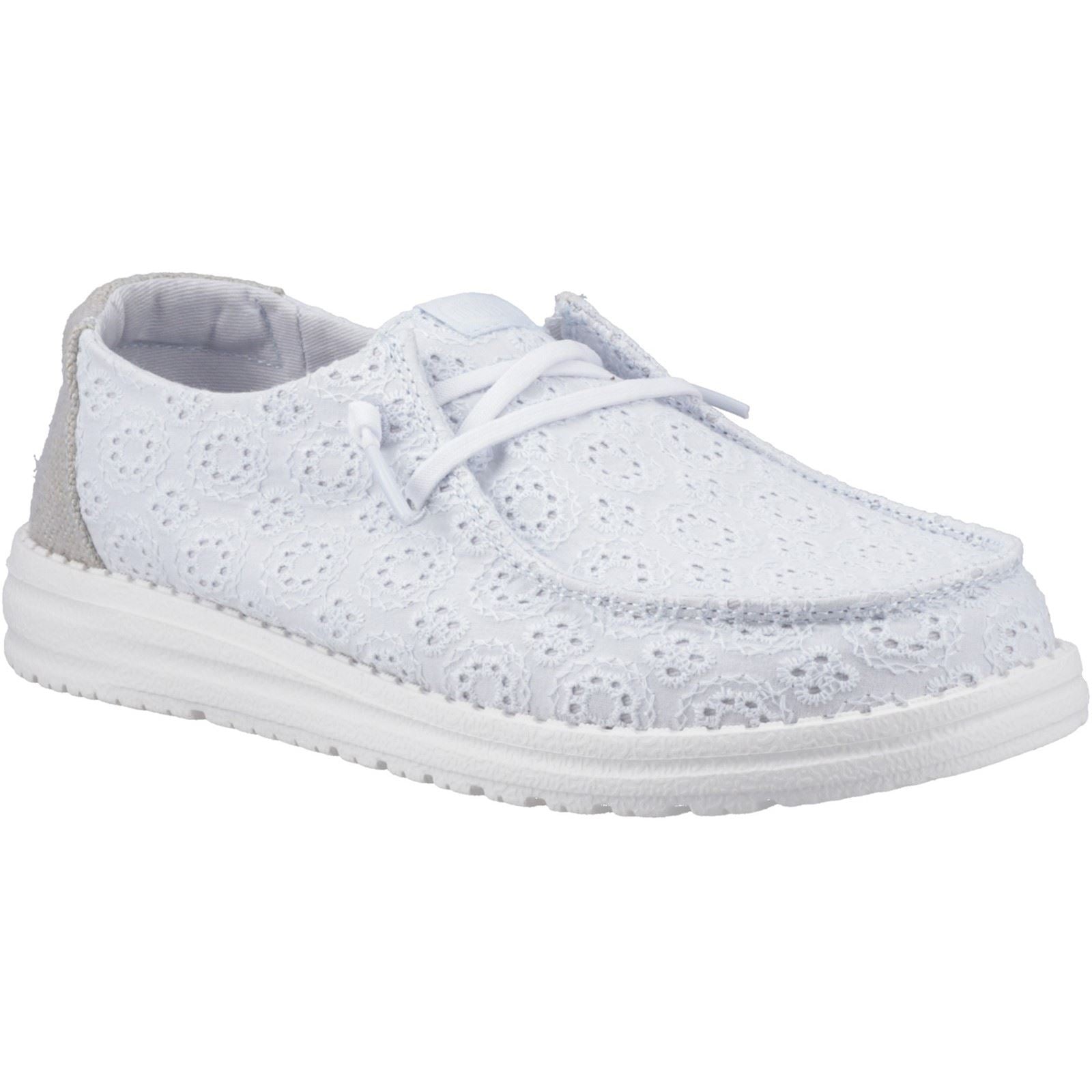 HEYDUDE Wendy Eyelet Lace Chaussures Mocassins Bleu Ancien Pour Femmes En Mélange De Coton