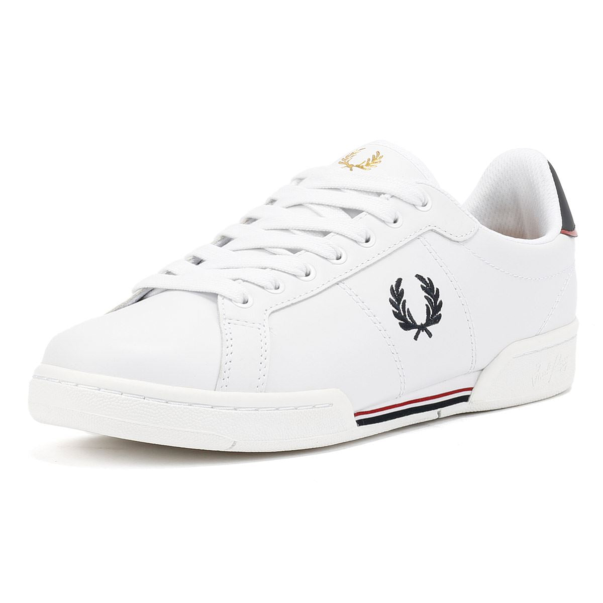 Fred Perry Split Cup Baskets Blanches En Cuir Pour Hommes