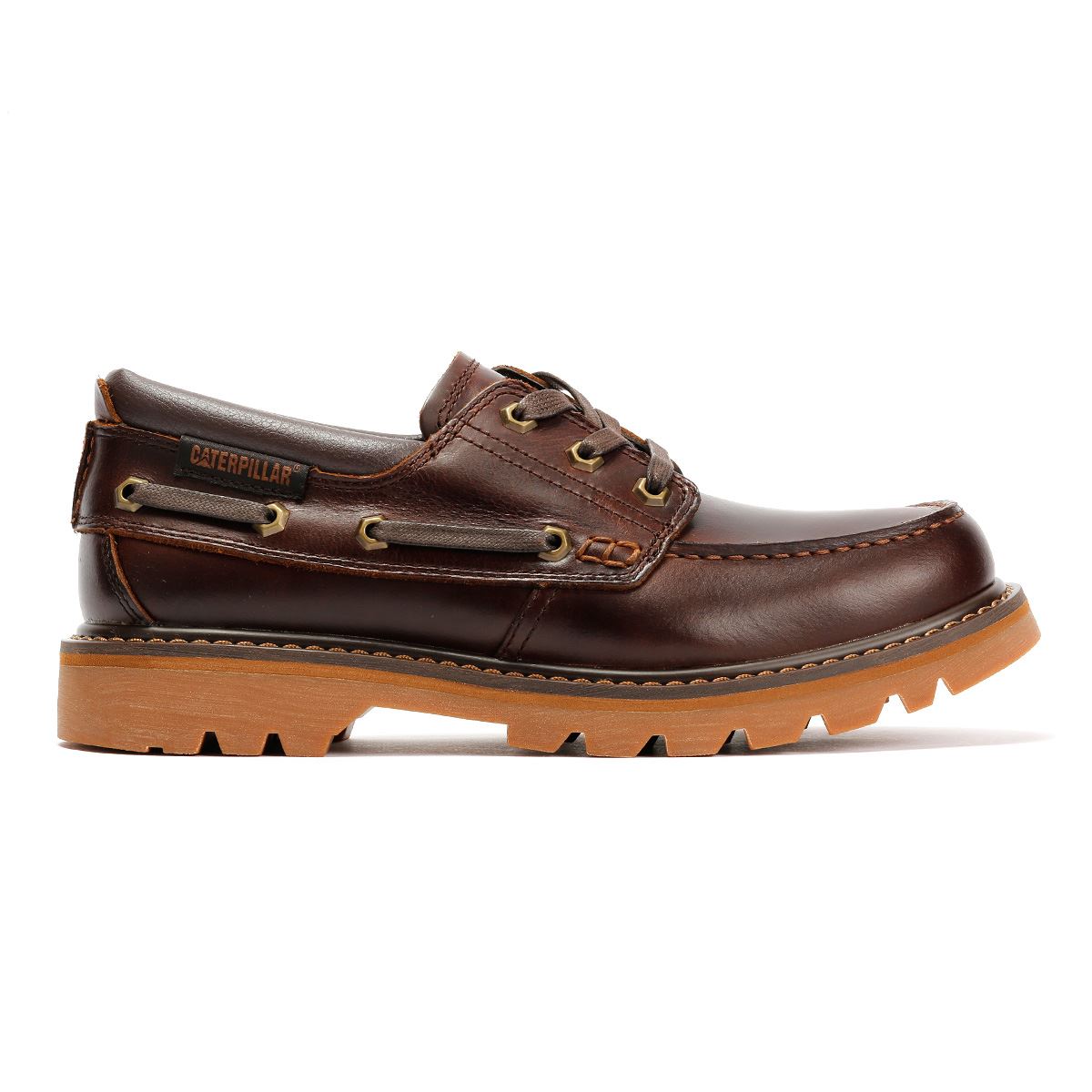 Caterpillar Colorado Boat Lo Chaussures En Cuir Pour Hommes Brunes À Lacets