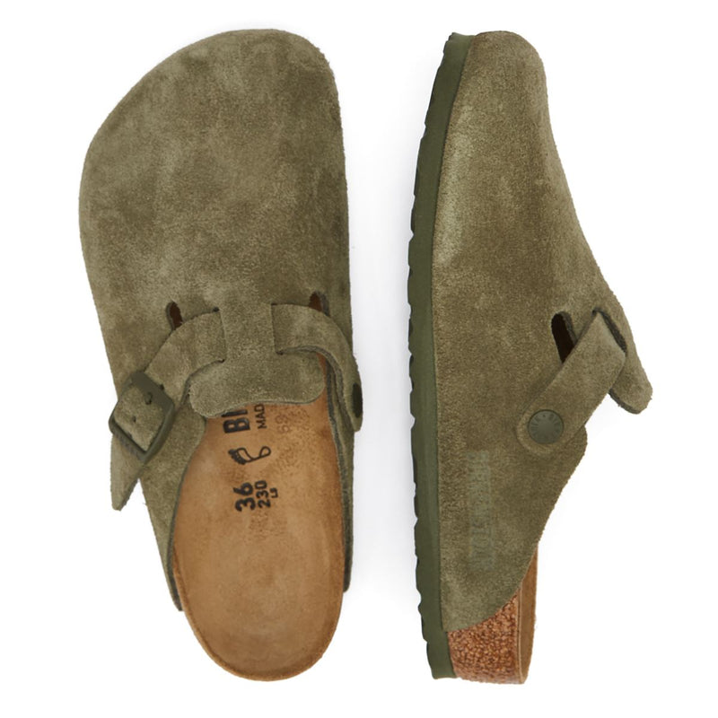 Birkenstock Sabots En Cuir Suédé Vert Thym Boston