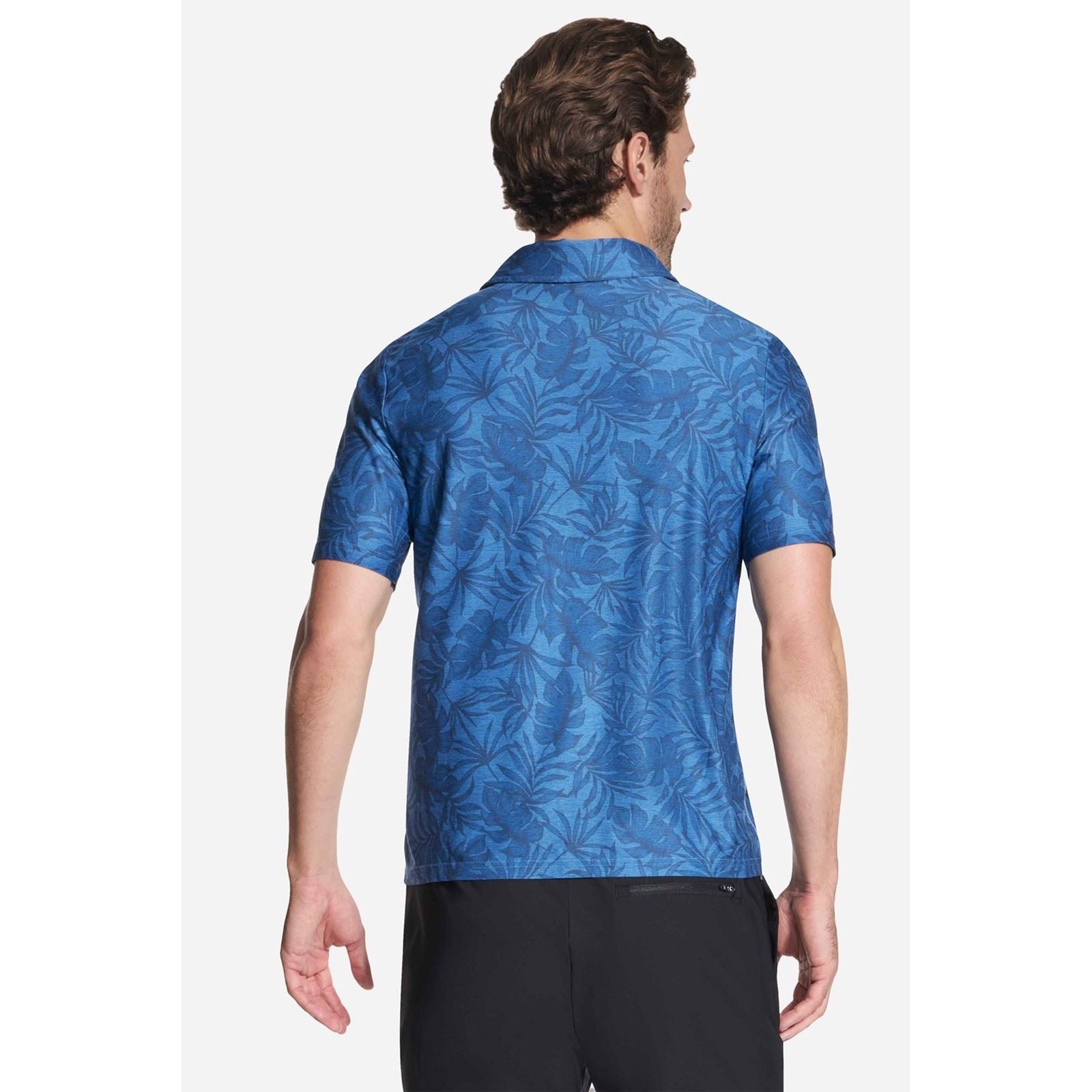 Skechers GO DRI All Day Printed Polo Bleu En Polyester Pour Homme