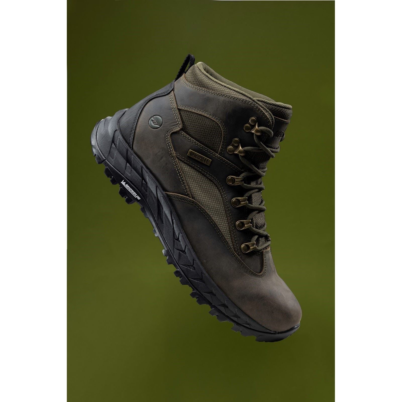 Hi-Tec Euro Trail Chaussures De Randonnée En Cuir Pour Homme Couleur Kaki