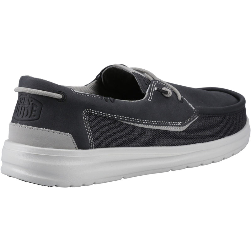 HEYDUDE Welsh Grip Classic Mesh Chaussures Bateau Pour Homme En Mélange De Coton Noir/Gris Tempête