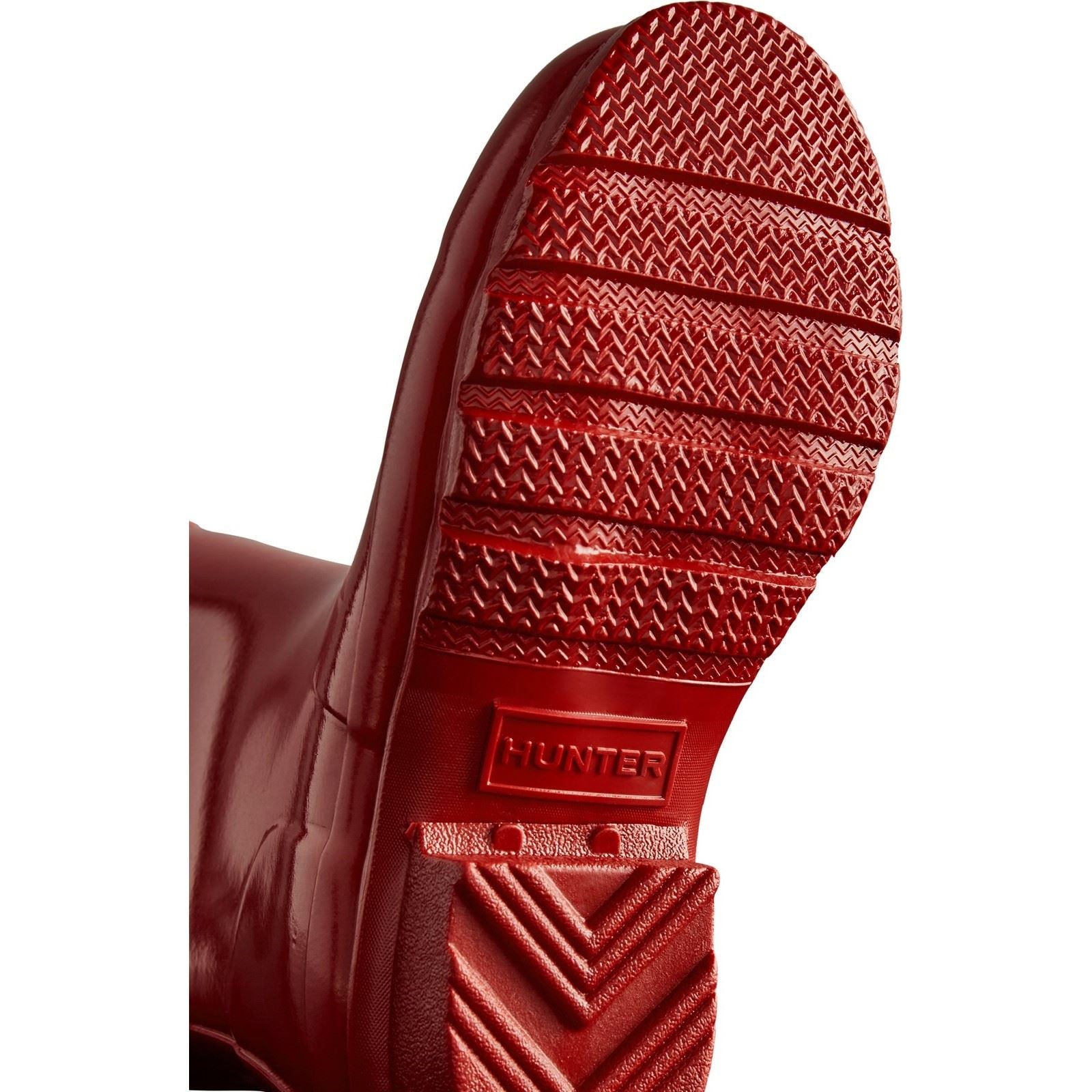 Hunter Junior Originals Gloss Bottes De Pluie Militaires Rouges En Caoutchouc Unisexe Pour Enfants