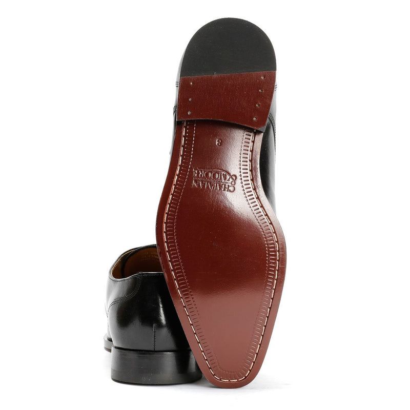 Chapman & Moore Toe Cap Monk Chaussures Noires En Cuir Pour Homme À Lacets