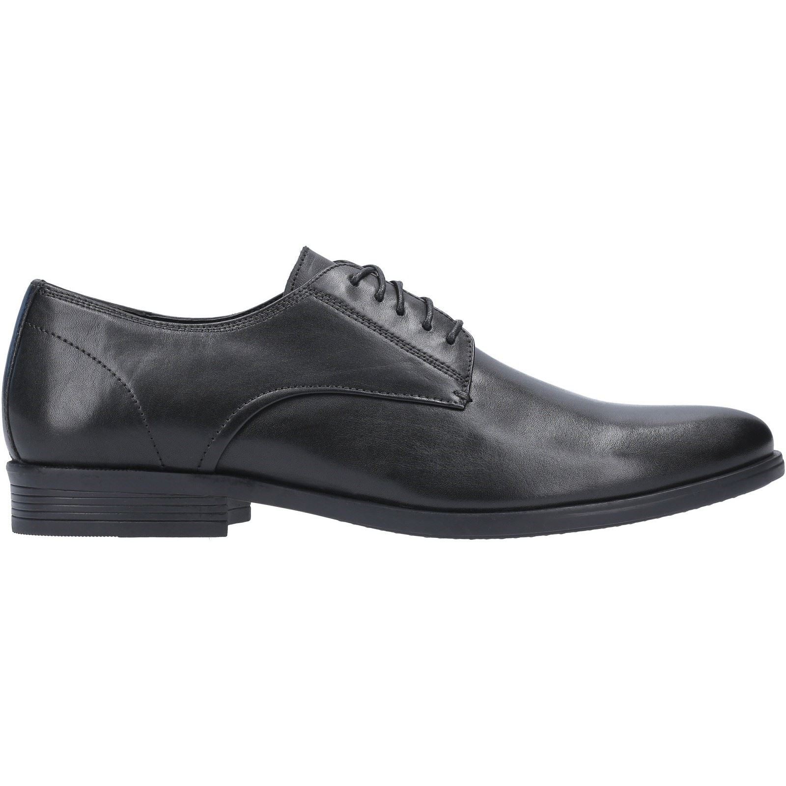 Hush Puppies Oscar Clean Toe Chaussures En Cuir Noir À Lacets Pour Hommes