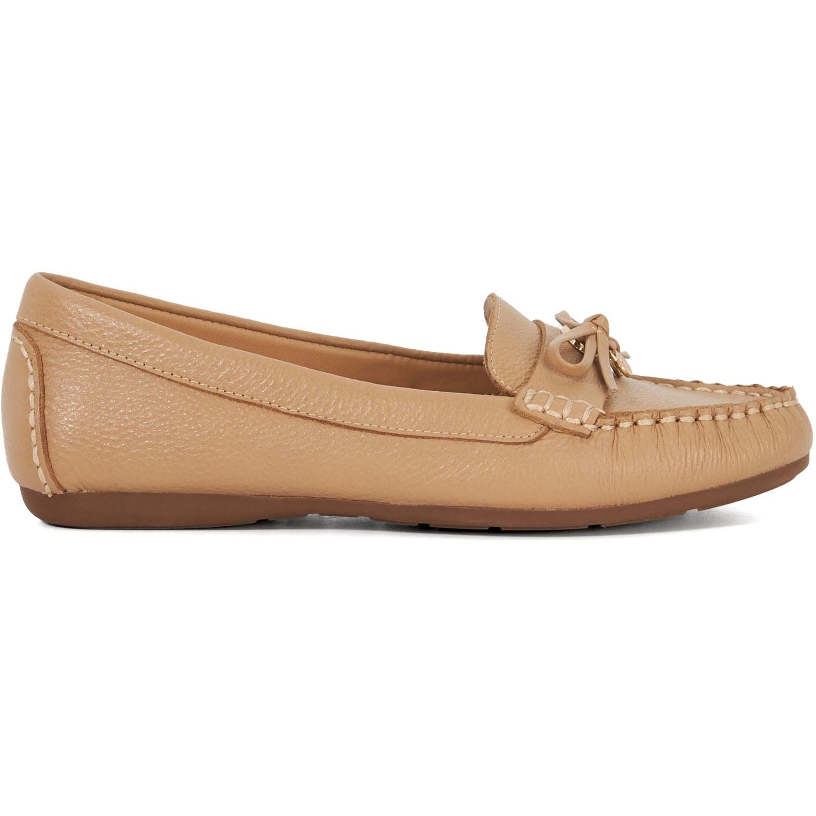 Dune Grovers Wide Fit Chaussures Mocassins Pour Femmes En Cuir De Chameau