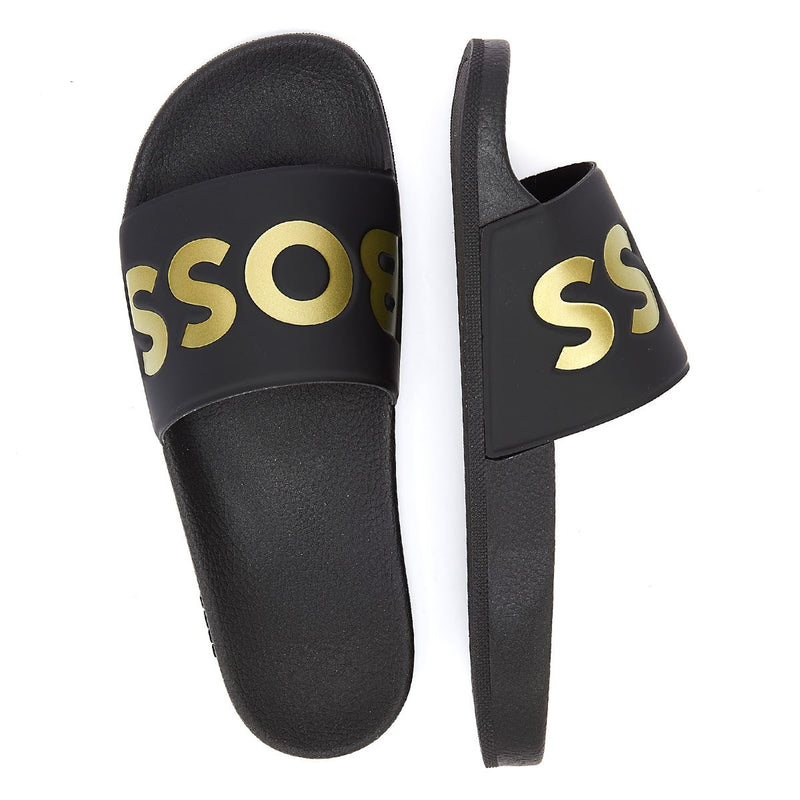 Boss Aryeh Slider Sandales Hommes Noir/Or