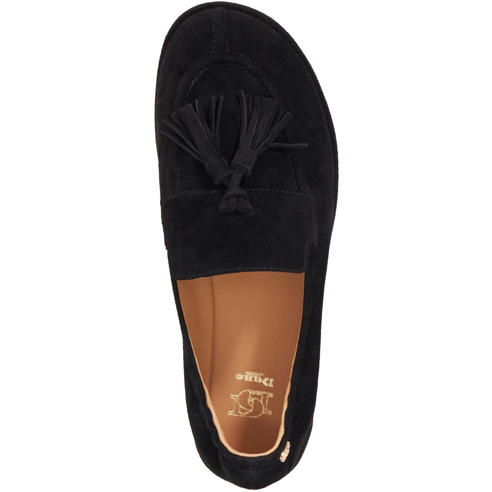 Dune Grounding Mocassins Noirs En Cuir Pour Femmes Suede