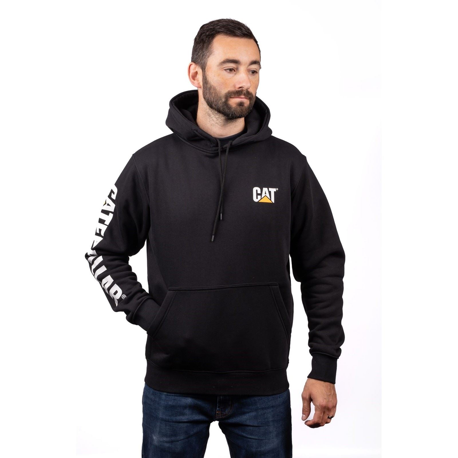 Caterpillar Trademark Banner Sweatshirt À Capuche Noir En Coton Pour Homme