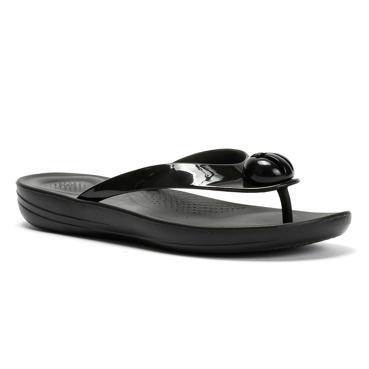 FitFlop Iqushion Glossy Button Sandales Érivées Noires Pour Femmes
