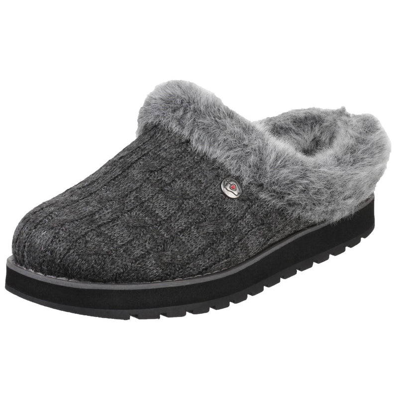 Skechers Keepsakes Ice Angel Chaussons Pour Femmes En Synthétique Gris Anthracite