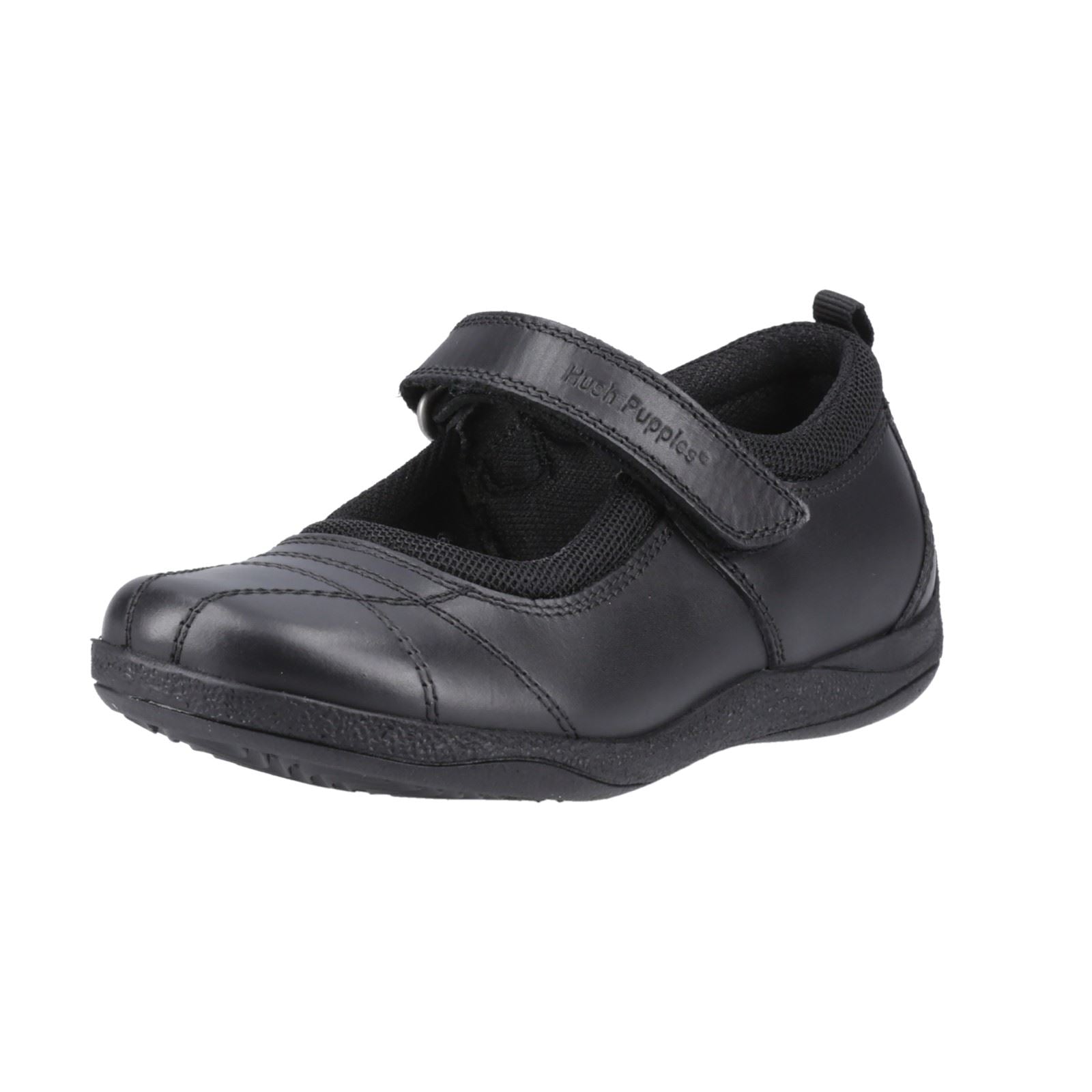 Hush Puppies Clara Junior Chaussures Noires Pour Filles En Cuir