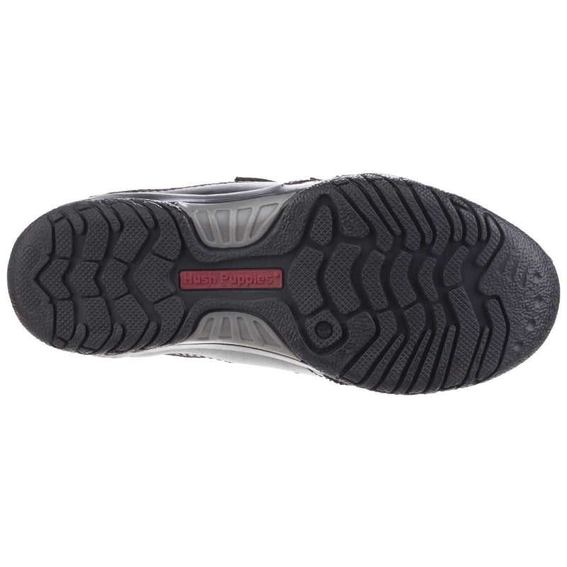 Hush Puppies Jezza Senior Chaussures Noires Pour Garçons En Cuir