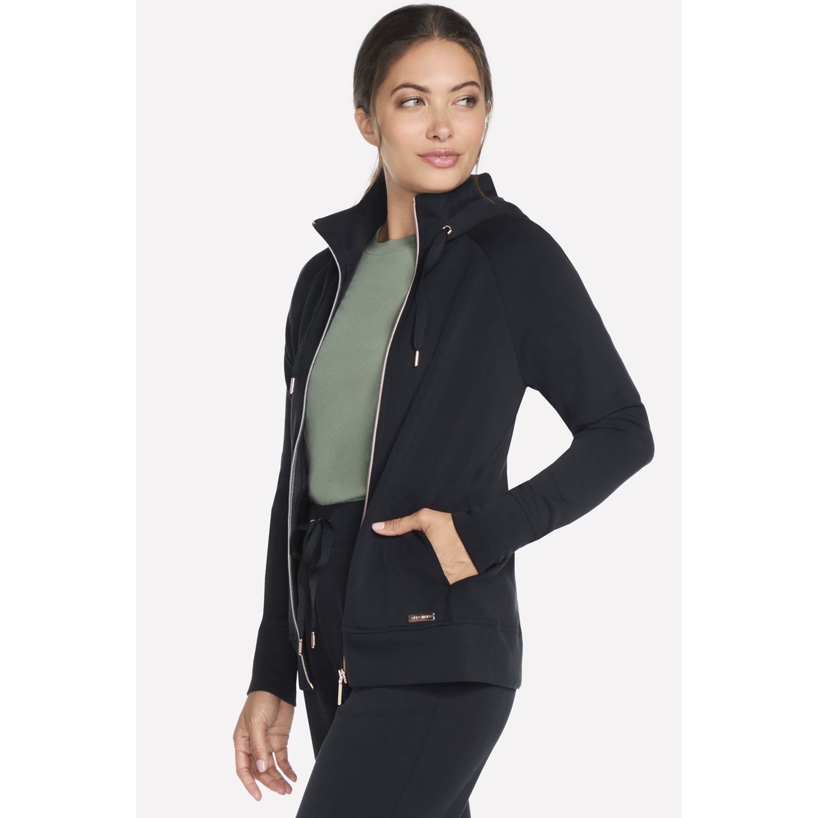 Skechers Performance Skechluxe Elevate Hooded Jacket Veste Noire Pour Femmes