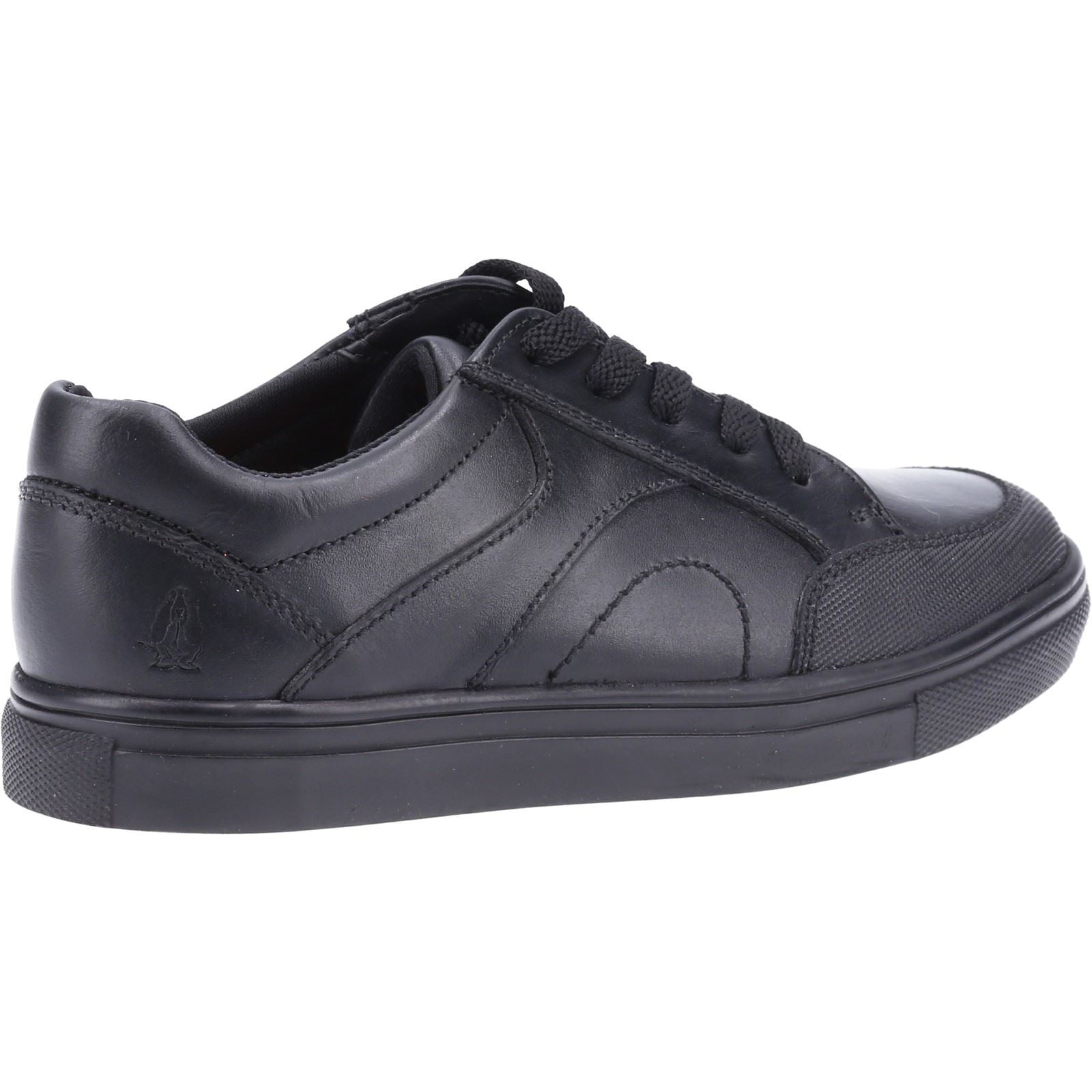 Hush Puppies Shawn Junior Chaussures Noires Pour Garçons En Cuir À Lacets