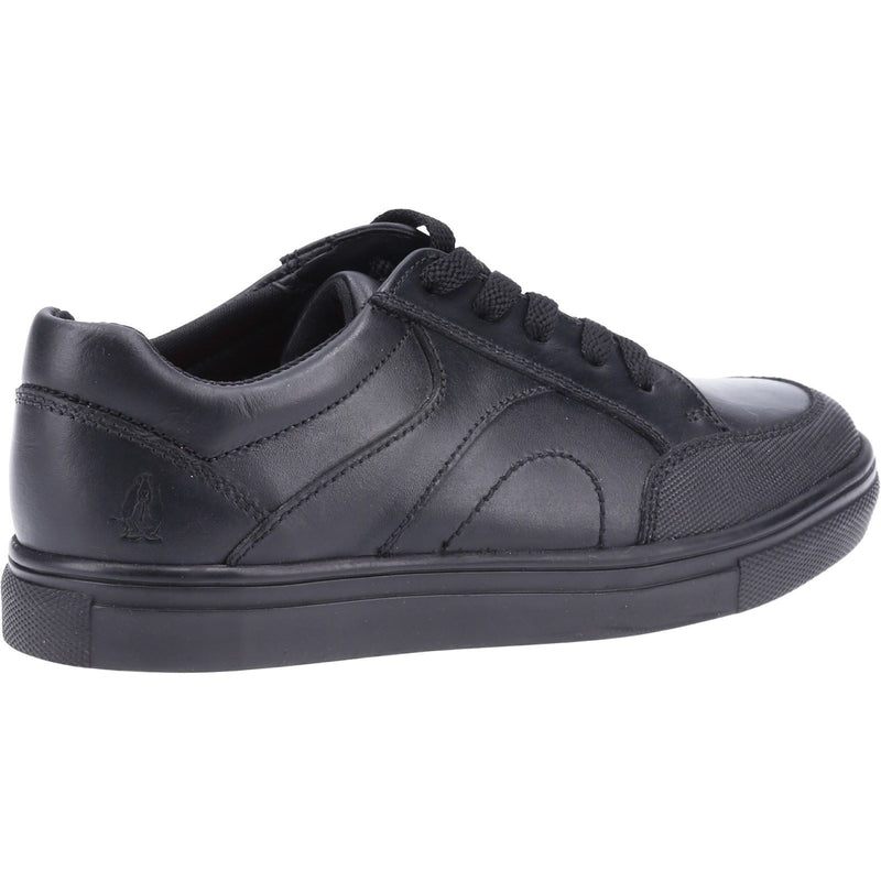 Hush Puppies Shawn Junior Chaussures Noires Pour Garçons En Cuir À Lacets