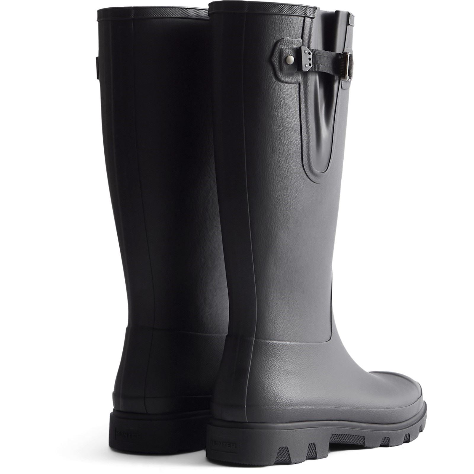 Hunter Downpour Adjustable Bottes De Pluie Noires En Caoutchouc Pour Hommes
