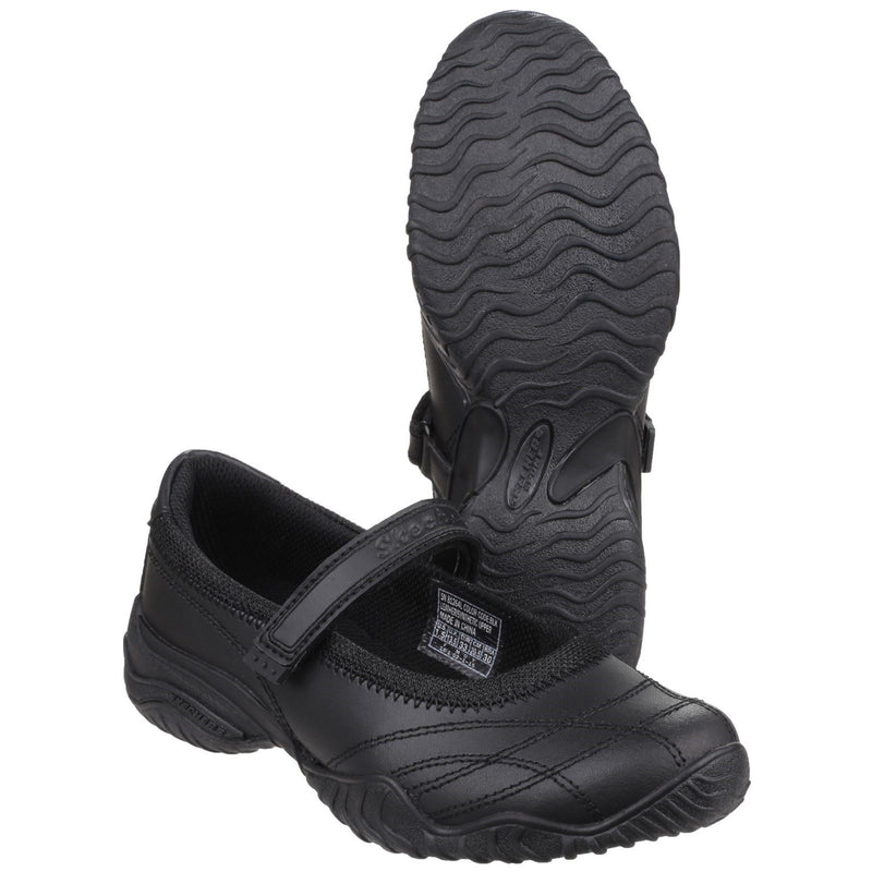 Skechers Velocity Pouty Chaussures Noires Pour Filles En Cuir