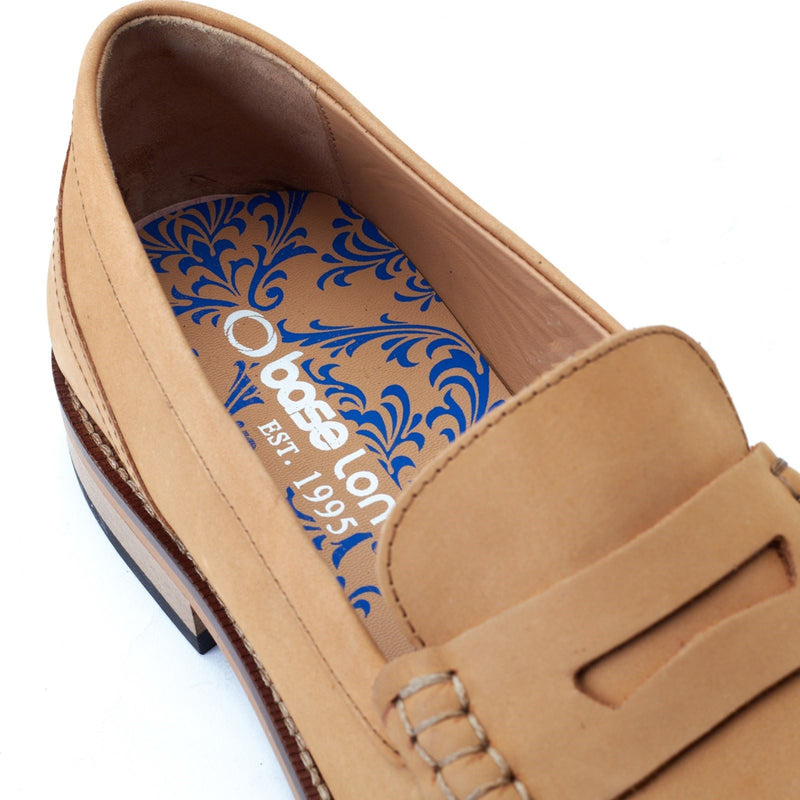 Base London Garfield Chaussures Loafers Homme En Cuir Brûlé Tan