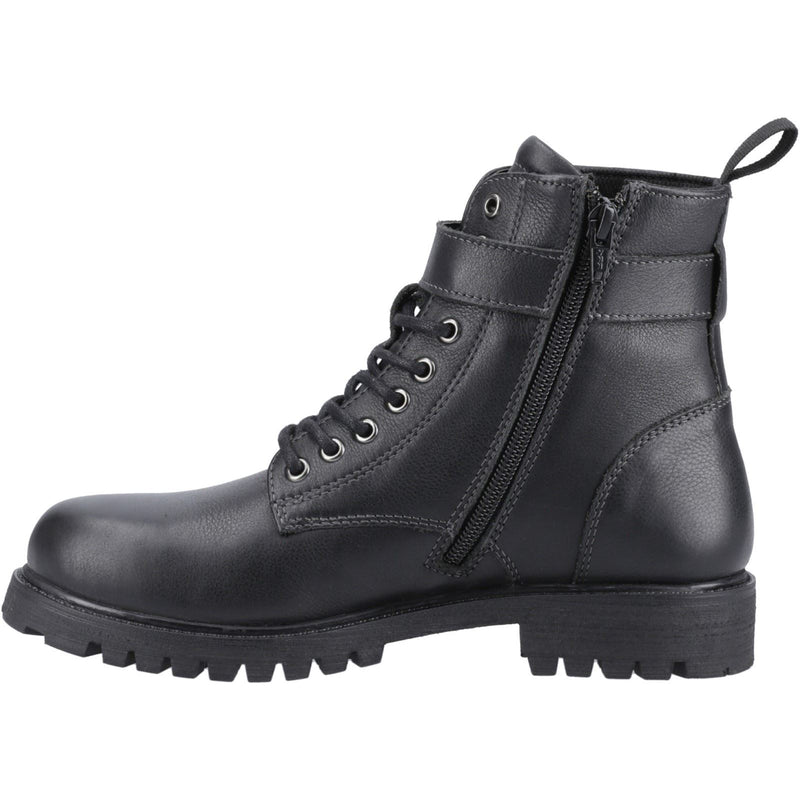 Hush Puppies Wanda Bottes Noires En Cuir Pour Femmes