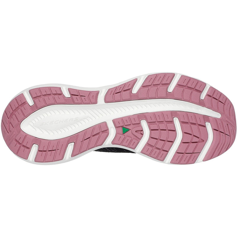 Skechers Edgeride Impression Baskets Textiles Femme Noires Et Roses