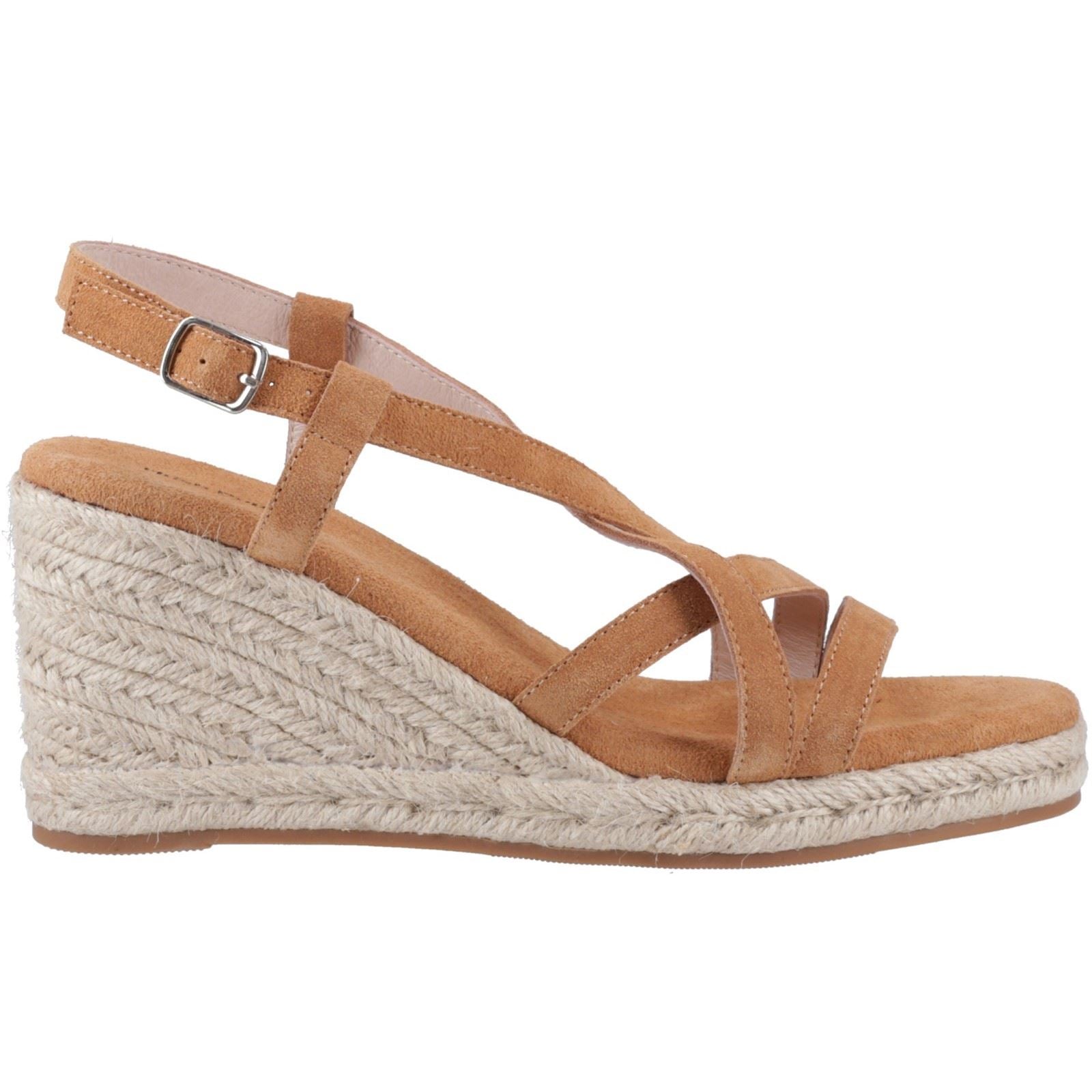 Hush Puppies Jenny Espadrille Wedge Femmes Suède Talons Compensés Beige