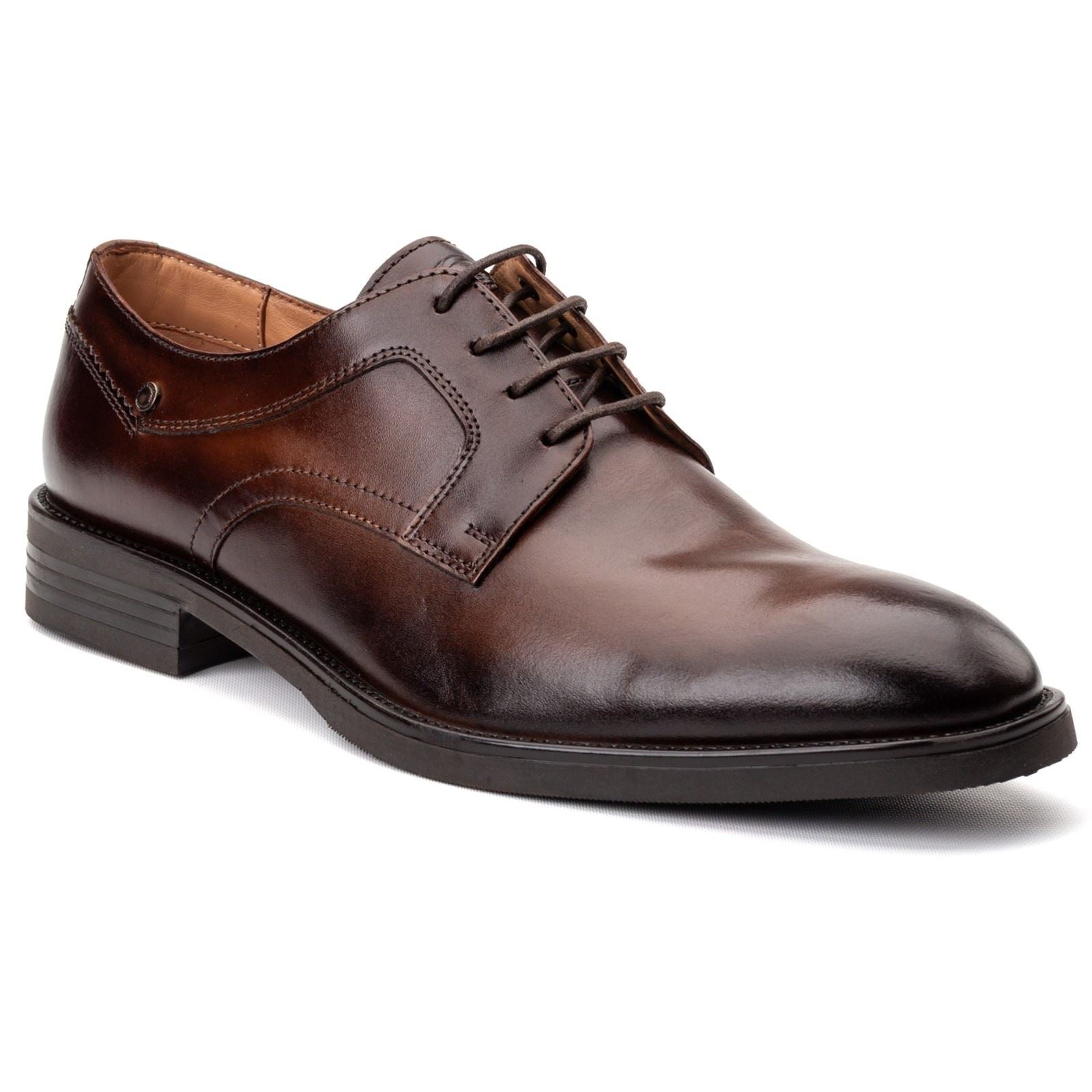 Base London Sleeve Chaussures En Cuir Marron À Lacets Pour Homme