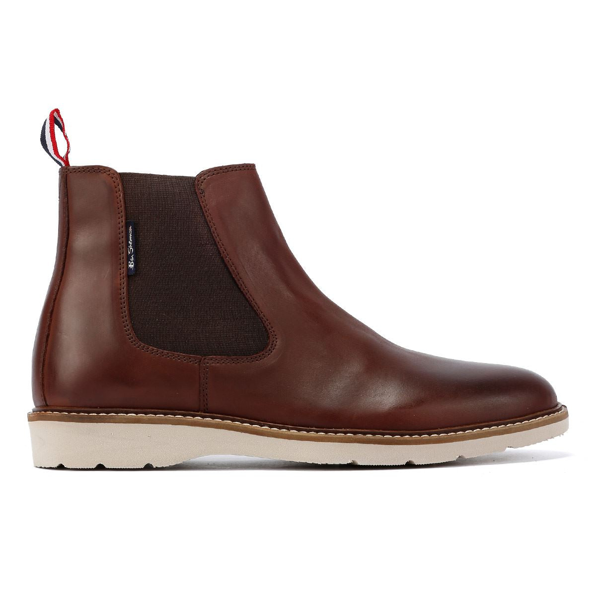 Ben Sherman Hampton Chelsea Bottes Rouges En Cuir Pour Hommes